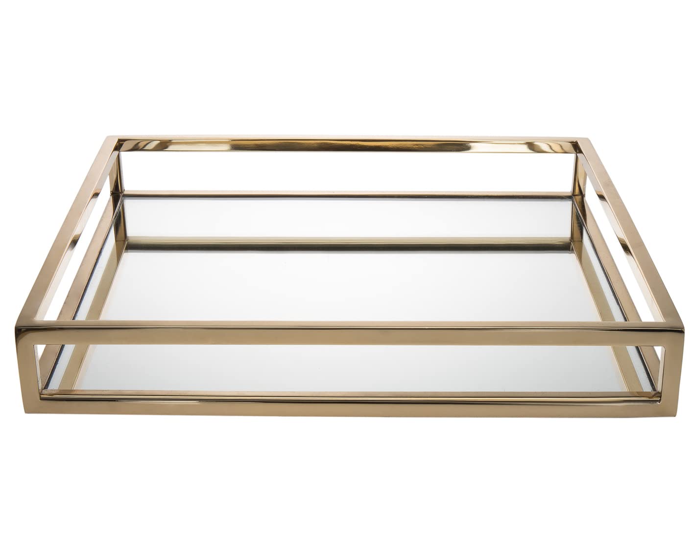 Godinger Decorative Tray, Perfume Tray, Vanity Tray, Square Home Decor Tray - Aspen Collection, Gold, 14"x14"