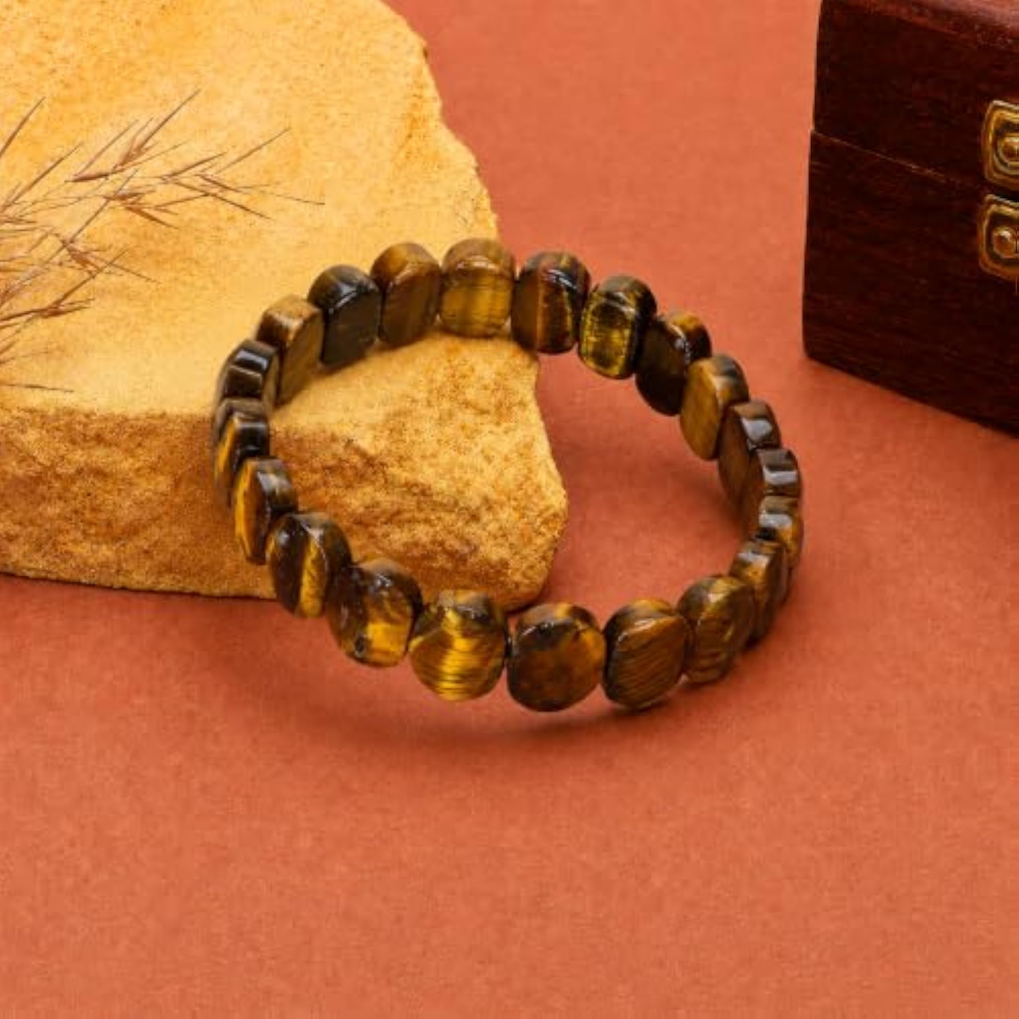 ROYAL BEADS Natural Tiger Eye Crystal Bracelet, Unisex