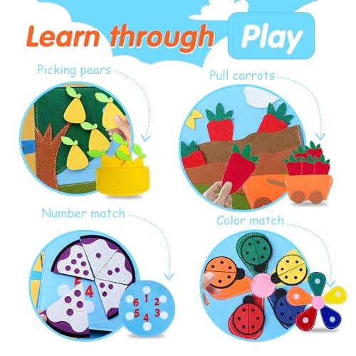 Image of Montessori Farm Busy Book for Toddlers,Montessori Toy for 3 4 5 Years Old Boy Girl-Busy Quiet Book with Life Skills, Color Sorting, Counting Number, Autism Sensory Toy for Airplane Travel