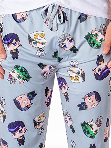 Jojo's Bizarre Adventure Men's Diamond Is Unbreakable Chibi Character Adult Lounge Pajama Pants3