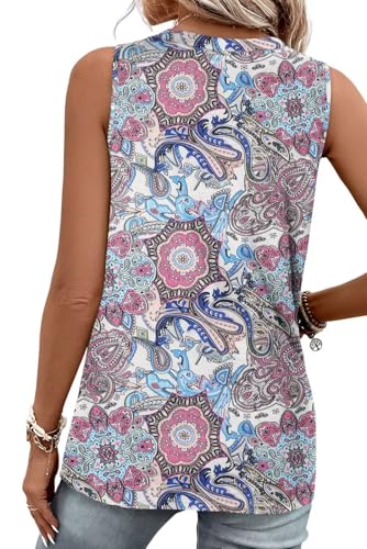 KISSMODA Womens Boho Tops for Summer Sleeveless Tanks Loose Fit Casual Blouse Daily Shirts for Leggings (S-3XL)