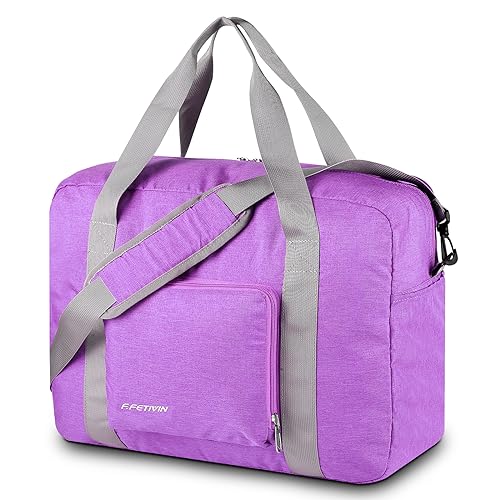 For Allegaint Airlines Personal Item Bag Foldable Travel Duffel Bag Carry-on Luggage 25L Purple&Women Shoulder Handbag Roomy Multiple Pockets Bag Ladies Crossbody Lightweight Nylon Travel Purse2