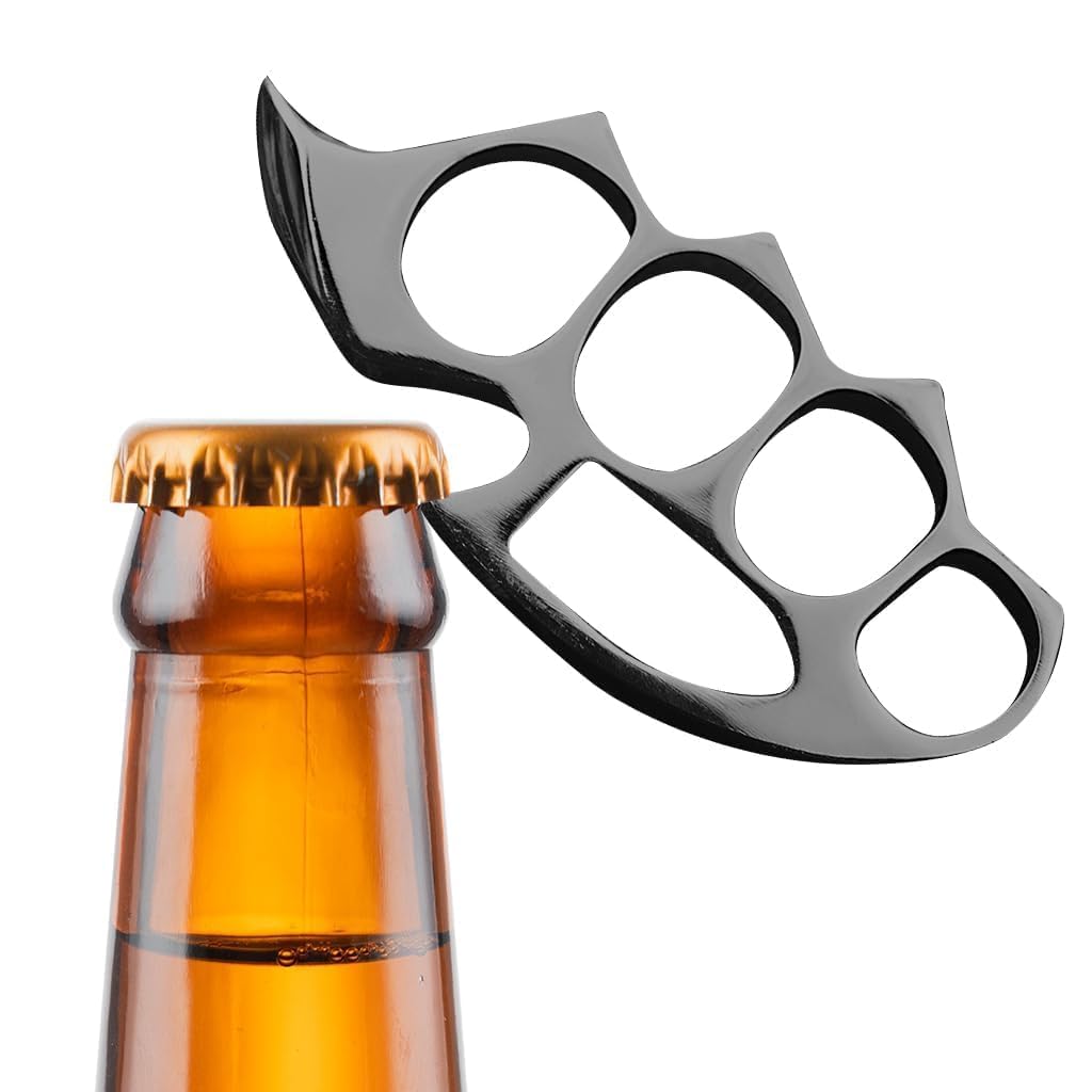 Stainless Steel Bottle Opener - Compact Beer Opener, Cool Gadgets for Men Daily Life, Home, Bar, Kitchen & Travel Camping Tools, Rust-Resistant, Easy to Use (Black)