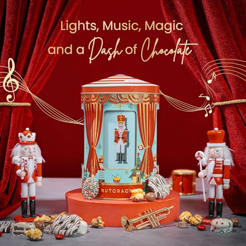 Christmas Gift Basket- Gourmet Food Gifts - Plays Music - Holiday Chocolate and Candy, Sweets and Snacks- Nutcracker Suite- Bonnie and Pop