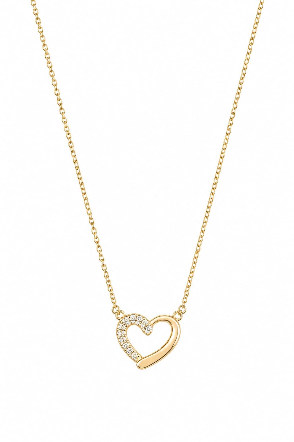 Elegant Gold-Plated Sparkling Heart Pendant Necklace-image-40