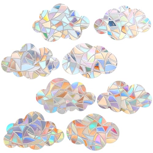 24 Stück Prism-Fenster-Abziehbilder PVC Anti-Kollisions-Aufkleber Vogelschutz Regenbogen Fensterfolie Kreisförmig Sonnenfänger Sticker Dekoration für Stoppt Vögel Türfenster Esszimmer Schlafzimmer