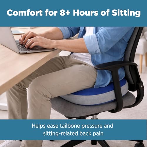 Image of ComfyHug Donut Pillow - Orthopedic High-Resilience Foam Hollow Centered Ring Seat Cushion for Piles, Hemorrhoids, Tailbone & Sciatica Pain | for Office Chair, Car & Wheelchair | Washable Cover