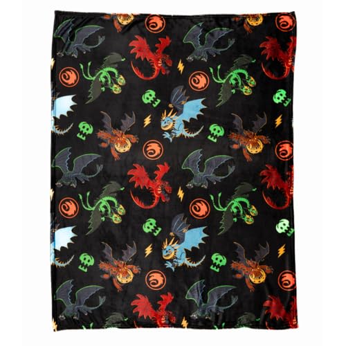 How to Train Your Dragon Toothless Kids Bedding Super Soft Plush Cozy Throw 46 in x 60 in (Officially Licensed Product) By Franco