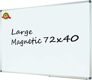 Large 72" x 40" Magnetic Dry Erase Board - Wall Mounted Whiteboard| White Board with Pen Tray, Aluminum Message Presentati...