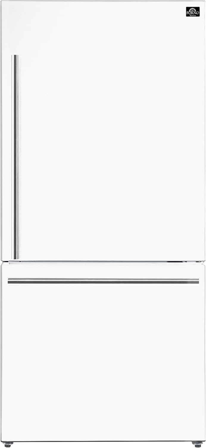 Forno 31″ Milano Espresso White Fridge with Bottom Freezer – 17.2 cu. ft Counter Depth Refrigerator with Touch Control & LED – Swing Door Fridge with Adjustable Door Bins and Crisper Drawer Forno 31″ Milano Espresso White Fridge with Bottom Freezer – 17.2 cu. ft Counter Depth Refrigerator with Touch Control & LED – Swing Door Fridge with Adjustable Door Bins and Crisper Drawer