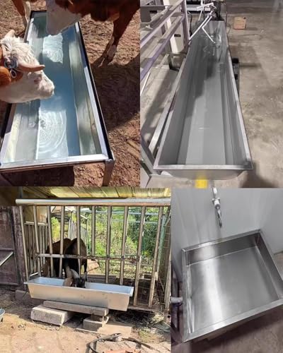 Schweinetrog Großes Fassungsvermögen für Stallviehtränken Hochleistungs-Tiertränke für Hunde, Haustiere und Geflügel Futtertränken Aus Verzinktem Stahl für Alpakas Im Außenbereich(With stand,50cm/19.6