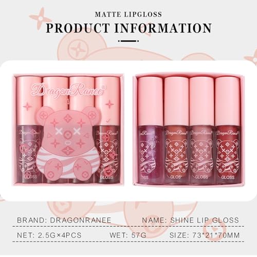 Xumann 4PCS Lipgloss Set, Lip Gloss Sets for Teenage Girls, Women Teen Girl Christmas Gifts Cute Lip Oil, Hydrating Non-Sticky - Image 6