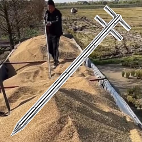 Metal Grain Sampler Probe for Agriculture, Solid Particle Probes for Rice Corn Soybeans Sampling, Powder Sample Tube with Double Handle(Dia-38mm (1 1/2