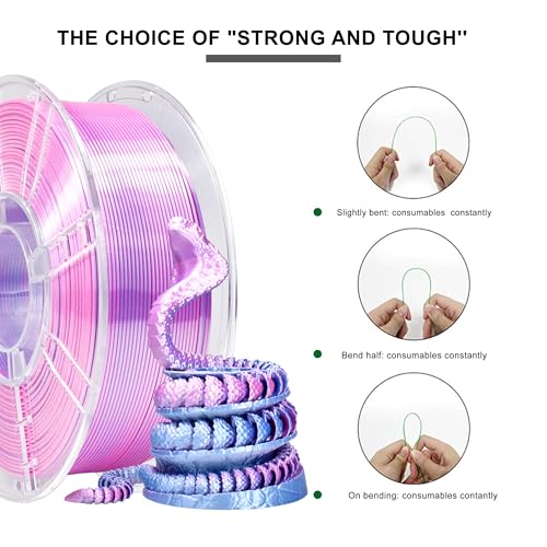 Image of iBOSS PLA Plus Filament 1.75mm Dual Color, Shiny Silk PLA PRO 1kg 3D Printer Filament, Coextruded 3D Printing Filament Magic PLA+, Fits for Most FDM 3D Printers (Silk Purple Silver)