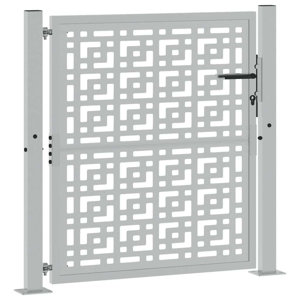 vidaXL Porte de Jardin Acier résistant aux intempéries Design croisé, Porte de clôture, Porte extérieure, Porte en métal, Porte de sécurité