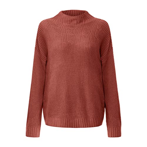 Oversized Turtleneck Sweater Women Winter Warm Fashion Chunky Knitted Pullover Tops Long Sleeve Crewneck Sweaters3