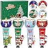 Weihnachten Duftkerzen Handcreme Geschenkset, 4 Stück Natürliches Sojawachs Aromatherapie Kerzen + 4 Stück Handcreme Mini Set, Weihnachtskerze Geschenke Kleine Weihnachtsgeschenke für Frauen Damen