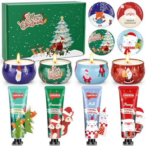 Weihnachten Duftkerzen Handcreme Geschenkset, 4 Stück Natürliches...