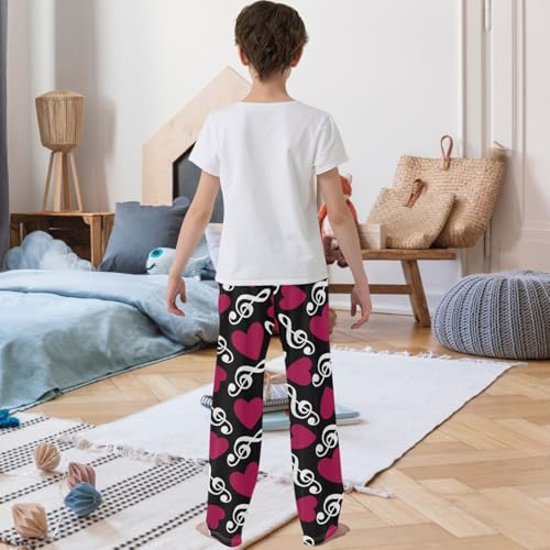 Boy's Pants Music Treble Clef Pattern Jogger Pants Elastic Waist Long Bottoms Trousers with Pockets 6-14 Years3
