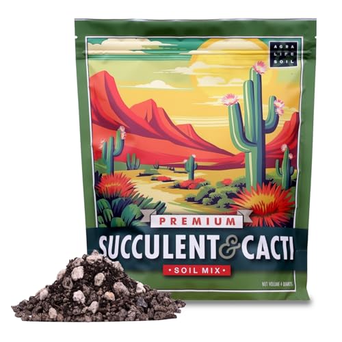 Agra Life Premium Succulent Soil Mix for Indoor & Outdoor Plants - Fast-Draining Potting Soil for Succulents, Cacti, & Houseplants - Natural Blend with Pumice for Optimal Plant Growth - 4 Quarts