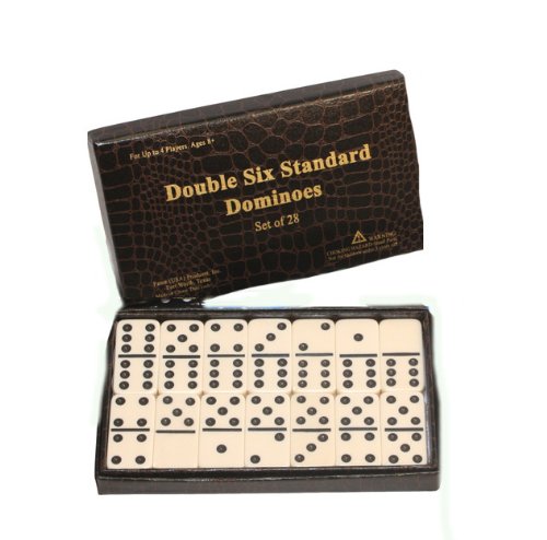 Juego de dominó doble 6 con fichas crema y puntos negros miniatura 1