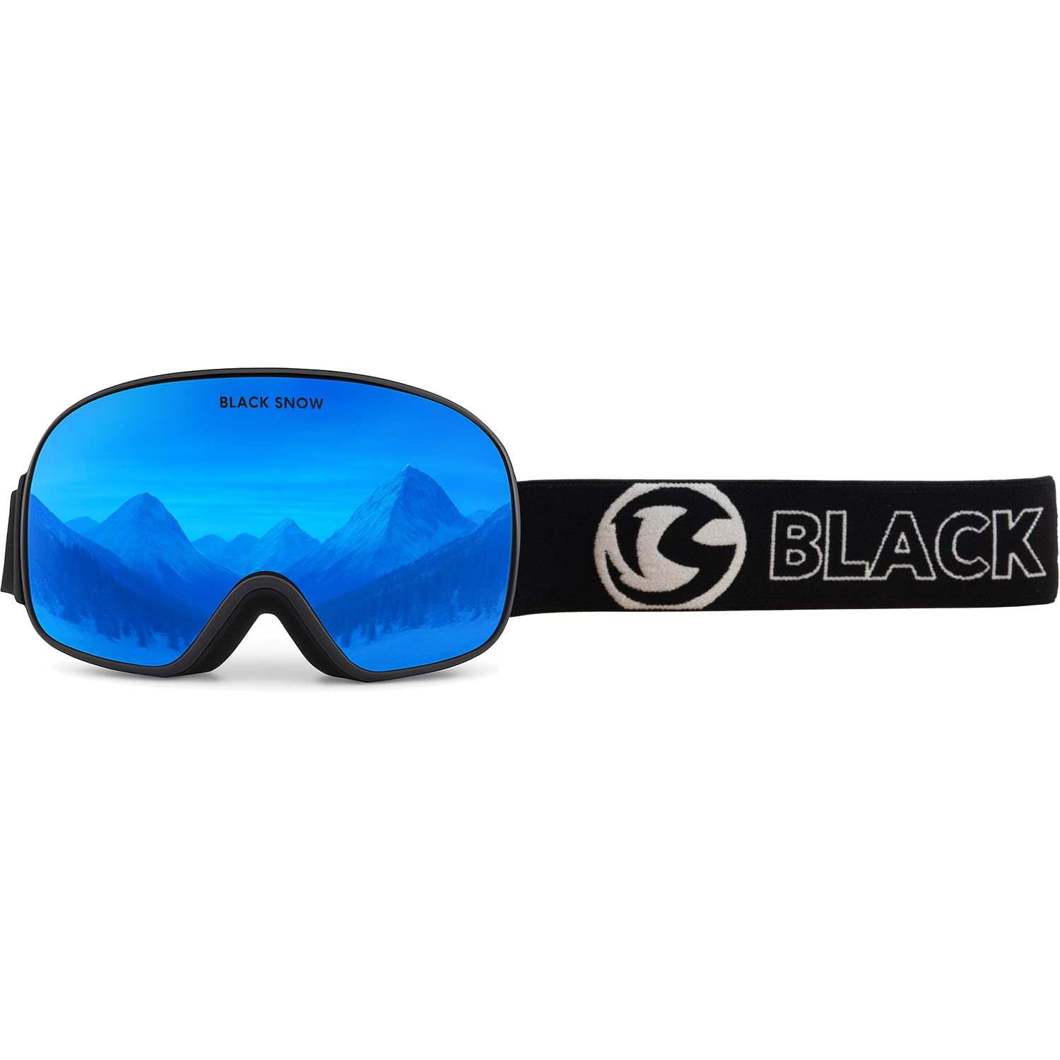 Black Snow Skibrille, Magnetische Wechselgläser, Doppelverglasung, Verspiegelte Scheibe, Schwarz