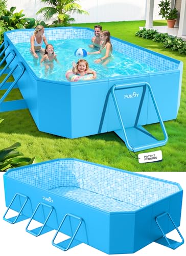 FunBy Large Foldable Pool, Foldable Swimming Pool, Large Foldable Pool for Adults, Non-inflatable...