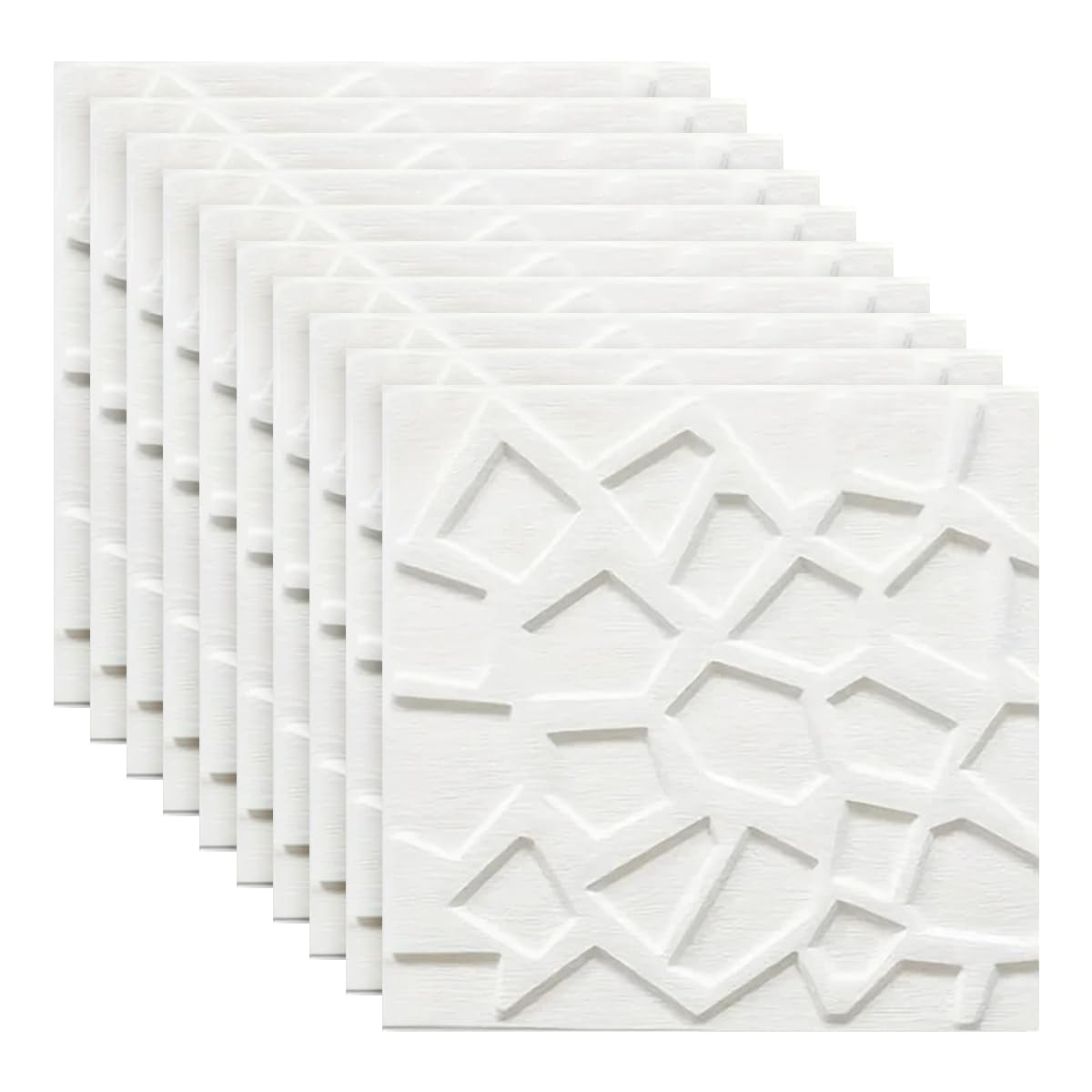 Papier peints autocollants 3D blanc au relief géométrique élégant pour salon moderne