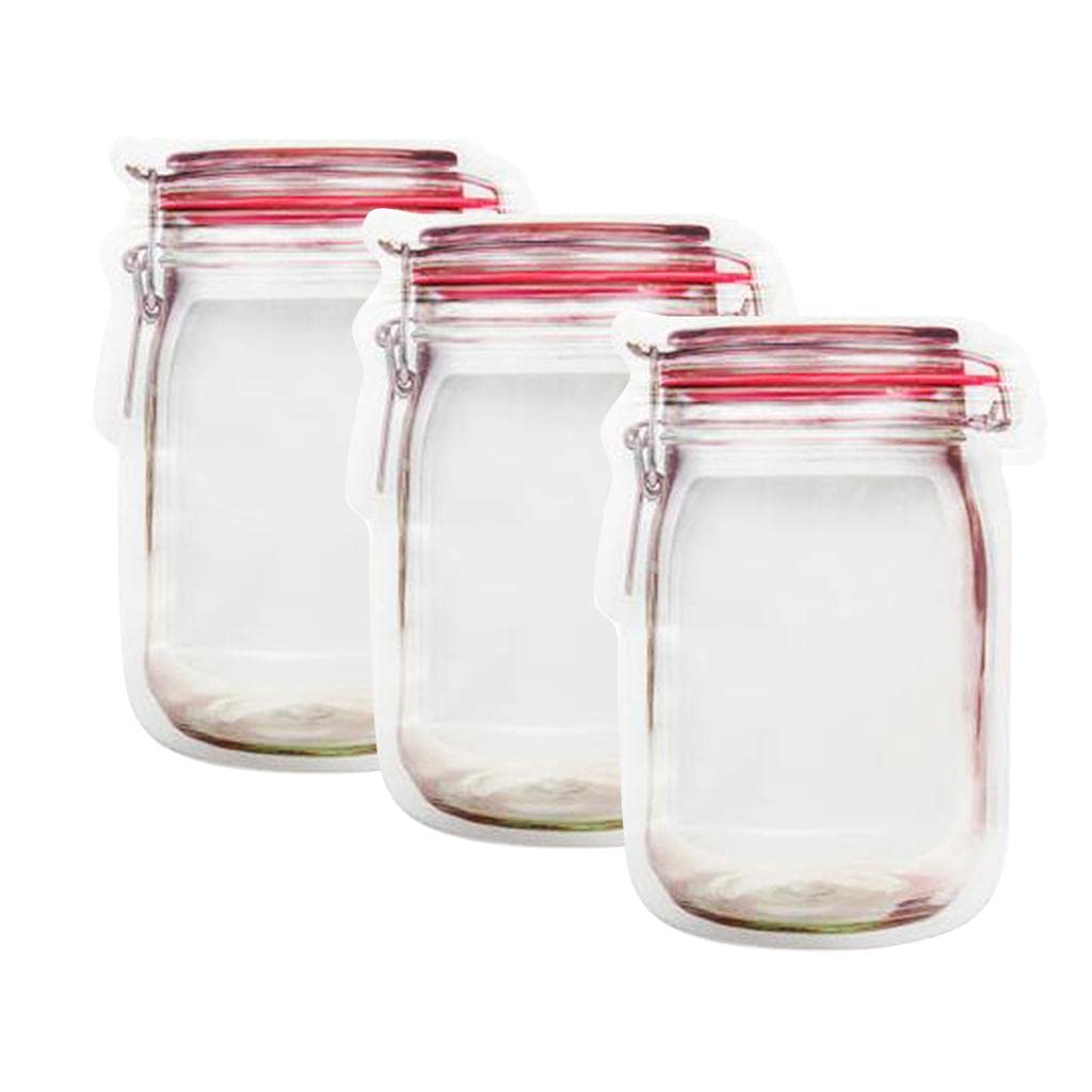 Bottle Design Candy Biscuit Seal Bags Ziplock Bag PE Red 3pcs-image-44