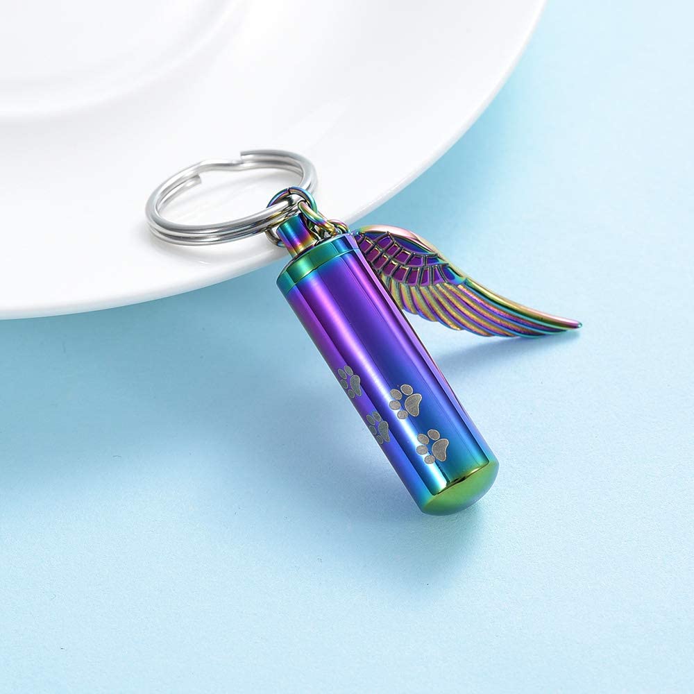 Portachiavi Con Urna Per Ceneri Di Animali Domestici RIPFEVURN, In Acciaio Inox Nero, Ciondolo Commemorativo Per Cane E Gatto, Con Imbuto Per Riempimento