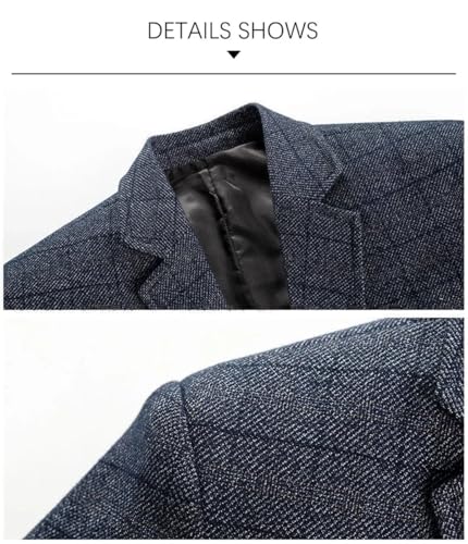 Men Spring Retro Solid Color Plaid Lapel Single Breasted All-Match Blazer3