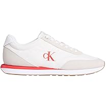 Calvin Klein Runner retrò da Uomo Ess Mix Mat Ym0Ym01361 Low Top, Beige (Marshmallow, Bianco, Arancione), 11