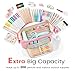 Sooez Big Pencil Case, Extra Large Pencils Pouch, Wide Opening Pen Bag Box with 6 Compartments, Store 200 Pens, Zipper Stationery Organizer, Cute Aesthetic School Supplies for Teen Girls Boys Women
