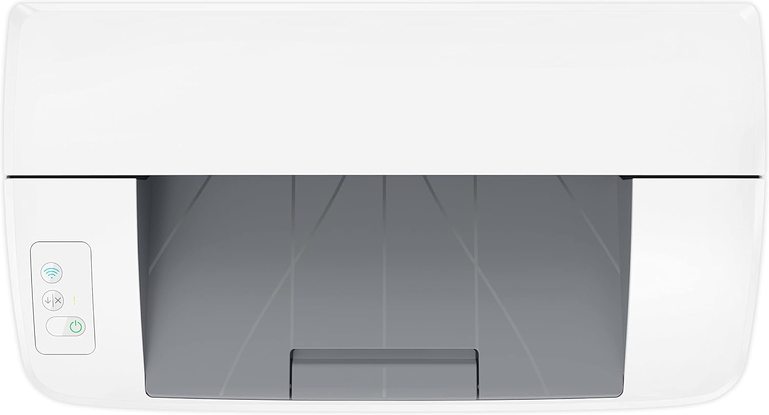 Top view of HP LaserJet M110w showing control panel buttons