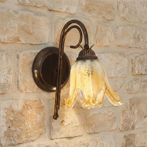 Generico Applique classico in ferro battuto con vetro di murano salotto, camera da letto giorgia-AP1