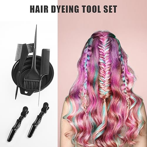 6PCS Hair Dye Kit, Colouring Tint Tool Brush Kit and Bleach Mixing Bowl Comb and Bowl Set Kit Diy Salon Professional Hairdressing & Highlighting Kit for Men Women (6PCS) - Image 3