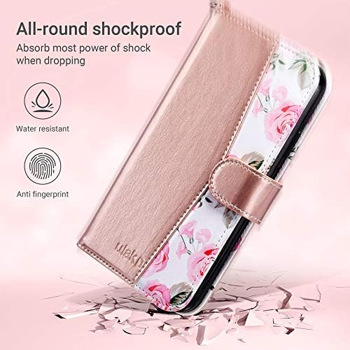 ULAK Compatible with iPhone XR Wallet Case for Women, Premium PU Leather Flip Cover with Card Holder and Kickstand Feature Protective Phone Case Designed for iPhone XR 6.1 Inch, Rose Gold