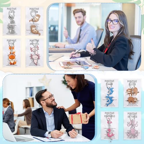 Image of Landical Positive Animal Keychains Bulk, Back to School | First Day of School Gift, Inspirational Cards, Acrylic Charms, Coworker Appreciation, Team Recognition, Group Handouts