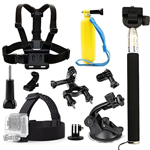 Image of Action Pro Accessories Kit Compatible with GoPro-13 /12 /11 /10 /9 /8 /7 /6 /5 /4 /3+ Session Accessory Bundle Set for Action Camera SJ4000 /SJ5000 /SJ6 /Xiaomi /Yi-Flotation Handle+Head Strap+Chest Strap