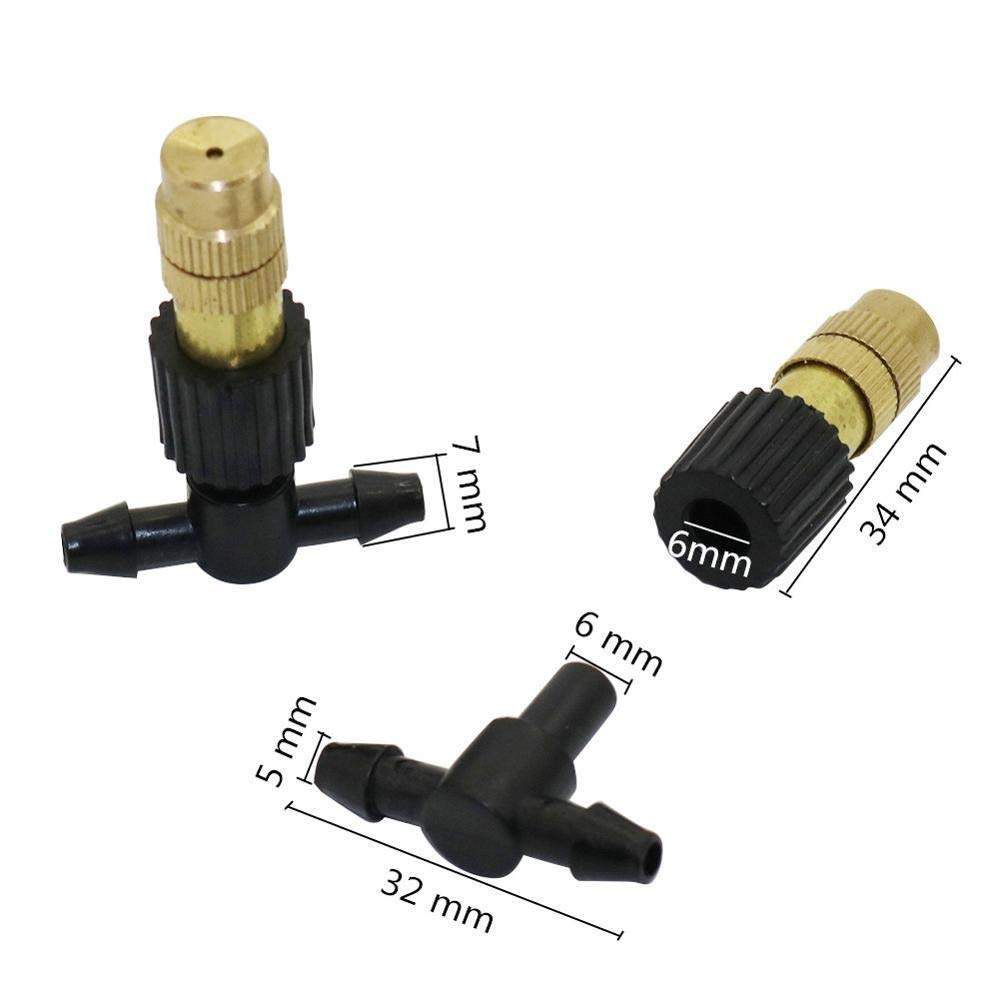 Ogrodnictwo Dripper 5 szt. miedziane dysze mgiełki do szklarni, automatyczne chłodzenie, rozpylacz nawilżający z trójnikiem 4 mm