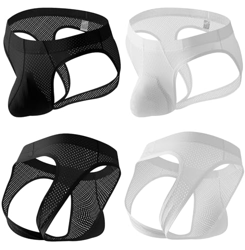 Men's 5-Pack Jockstrap Seamless Underwear Thongs Mesh Jock Strap Athletic Supporter3