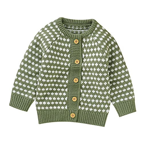 RNTOP Baby Toddler Girl Boy Cardigan Sweater Button Down Shirt Long Sleeve Knit Sweaters Infant Fall (Green, 0-3 Months)