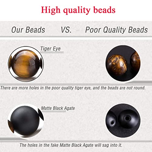 Uncle Gifts From Nephew Niece Mens Elastic Cross Bracelet Natural Stone Tiger Eye Black Beaded Bracelets For Men Pulseras Para Hombres Christmas Fathers Day Birthday Thanksgiving Jesus Easter Thank You Gift #TOP4