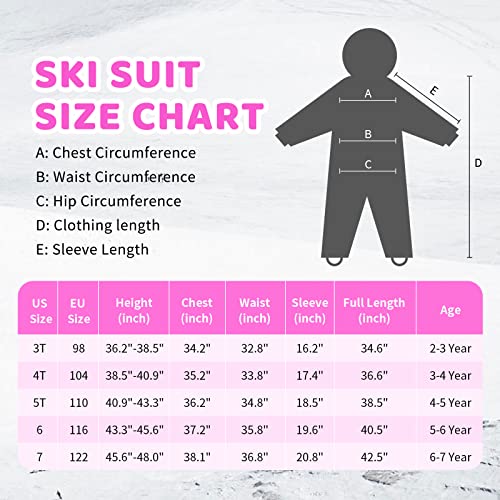 Yueta Girls Snowsuit One Piece Kids Ski Suit Coveralls Ski Jackets Jumpsuits Waterproof For 5 Years Toddler Outdoor Snowboarding #TOP5