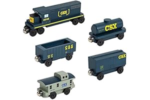 Whittle Shortline Railroad CSX-T GP-38 Engine - 5 Car Set Wooden Toy Train