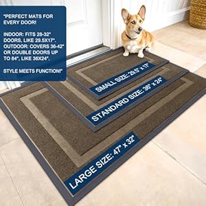 Olanly front door mat indoor outdoor entrance waterproof all season all weather doormat sturdy natural rubber fade resistant low profile easy clean patio porch entryway mat 295×17 brown  urban country home decor