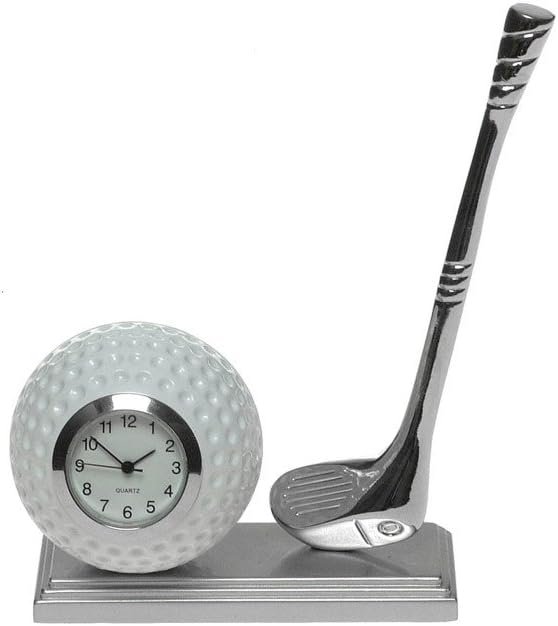 Miniature Desk Silver Golfing Desk Clock - Make A Fantastic Present For The Golfing Enthusiast