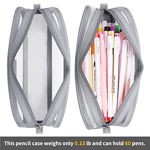 Image of Fancy Forest Clear Mesh Pencil Case, Large Capacity Pen Case for School Exam & Students
