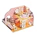 Dirgee Holzblock Mini Holz Puppenhaus mit Möbeln DIY Versammlung Haus Kreative Zimmer Kinder und Jugendliche Miniatur Handwerk Spielzeug (Farbe: Mehrfarbig, Größe: 20,5 * 21 * 14 cm)
