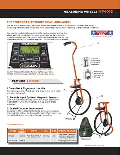 Keson MP401E Electronic Metal Frame Measuring Wheel with Spoked Wheel, 15-1/2-Inch Diameter